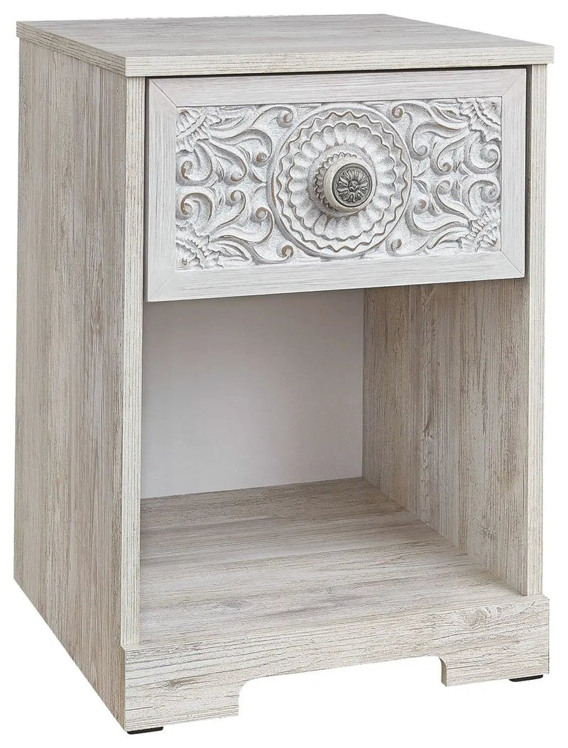Paxberry - One Drawer Night Stand - Whitewash by Unique Piece Furniture