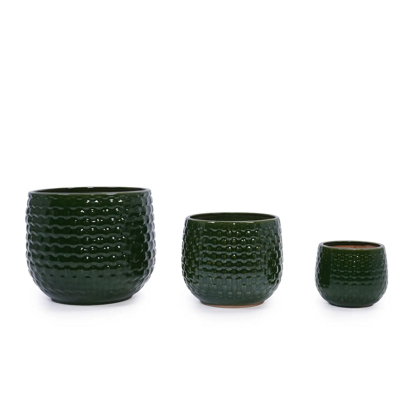 3 Pieces Flowerpot, Planter For Patio, Garden Or Windowsills - Dark Green by HouseOfZazla