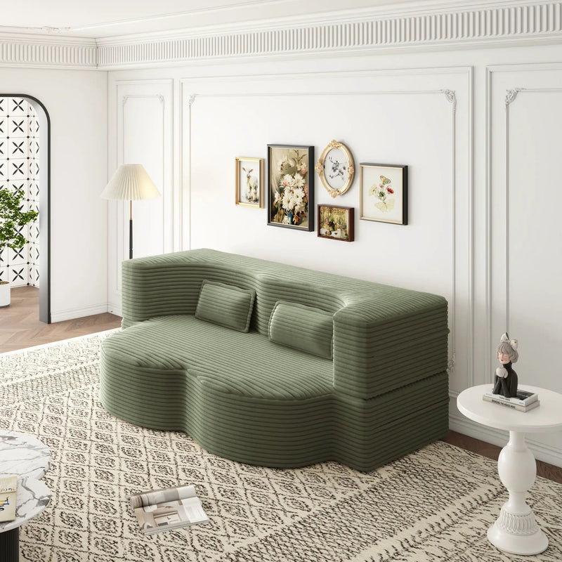 Convertible Foam-Filled Sleeper Sofa Bed with 2 Pillows by HouseOfZazla