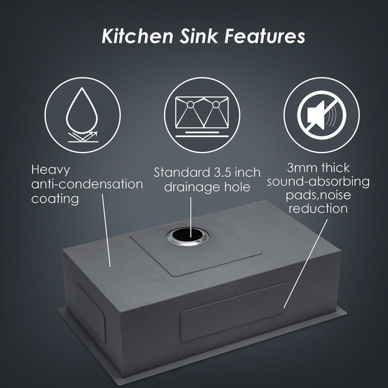 Undermount Stainless Steel Kitchen Sink, Deep Single Bowl Basin by HouseOfZazla