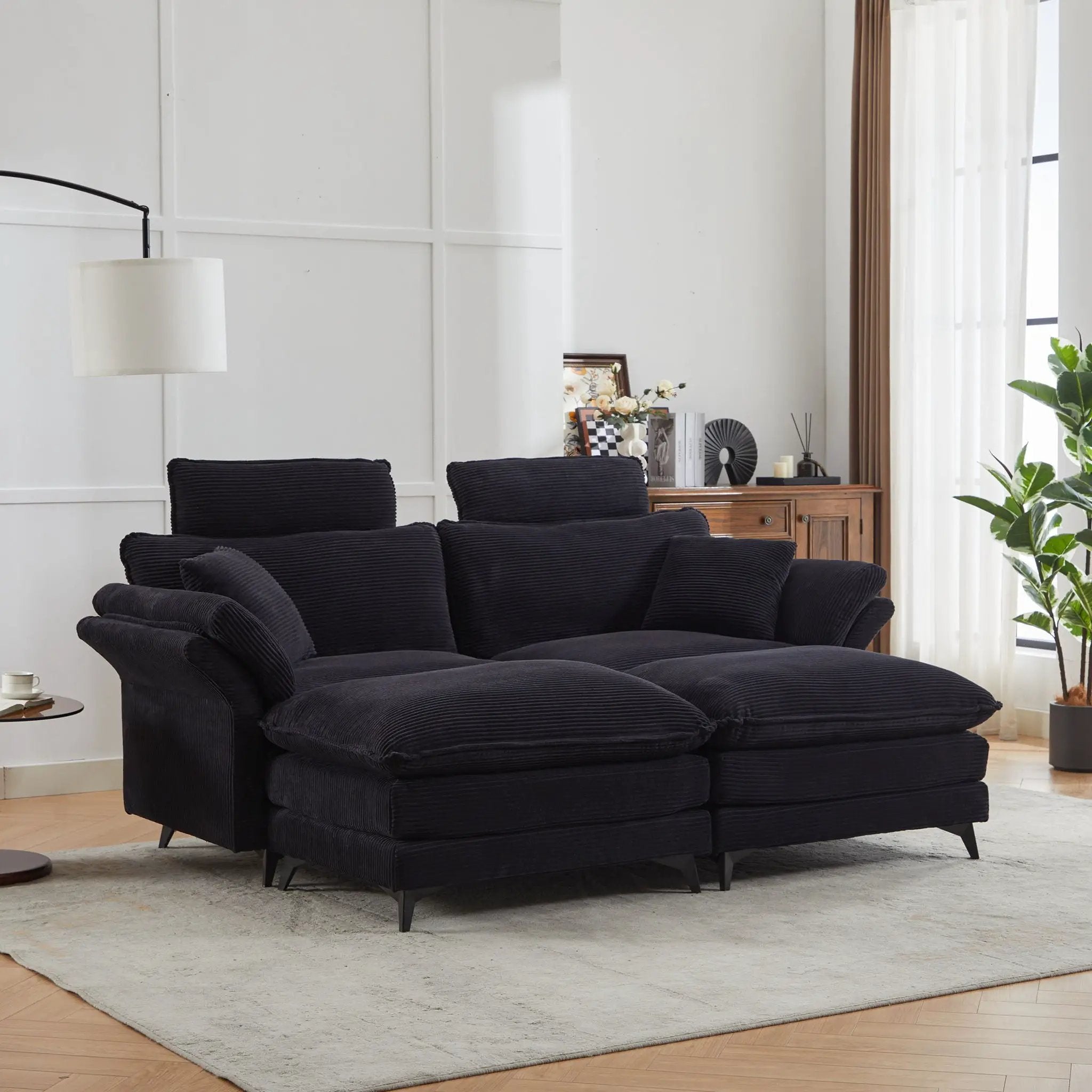 Modern Deep Seat Sectional Sofa With Ottoman by Unique Piece Furniture