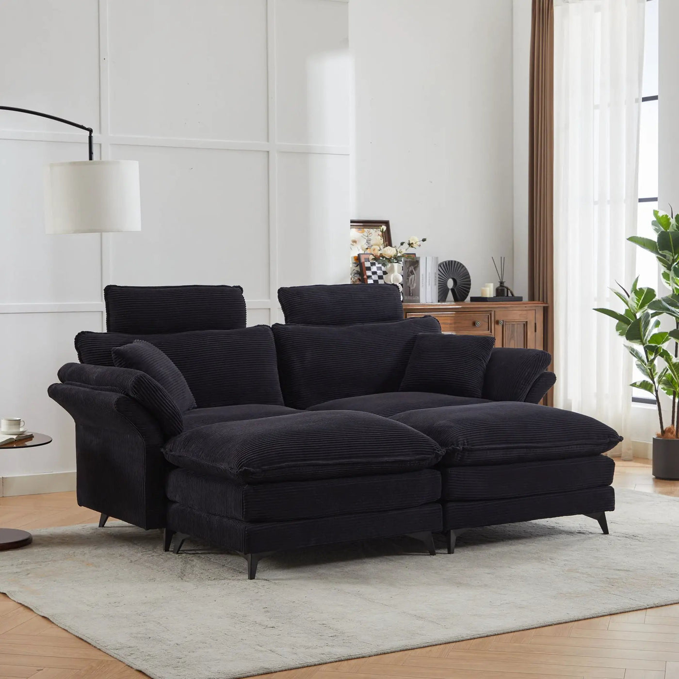 Modern Deep Seat Sectional Sofa With Ottoman by HouseOfZazla