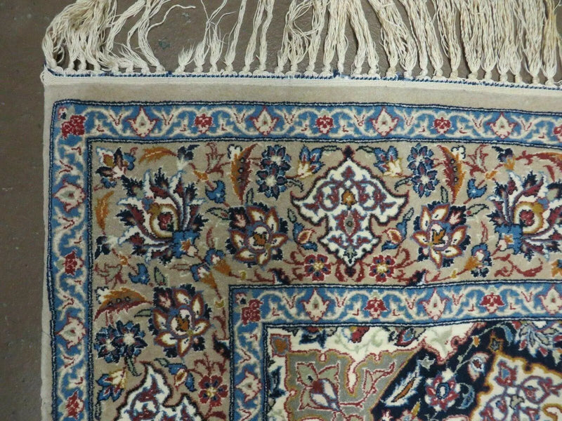 Persian Isfahan Rug 3x6, Fine 650 KPSI, Hand Knotted, Ivory by Jewel Rugs