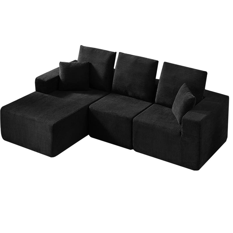 Modular Sectional Sofa With Chaise, L Shaped Cloud Couch With Deep Seat, Sectional Couches For Living Room - Black by Unique Piece Furniture