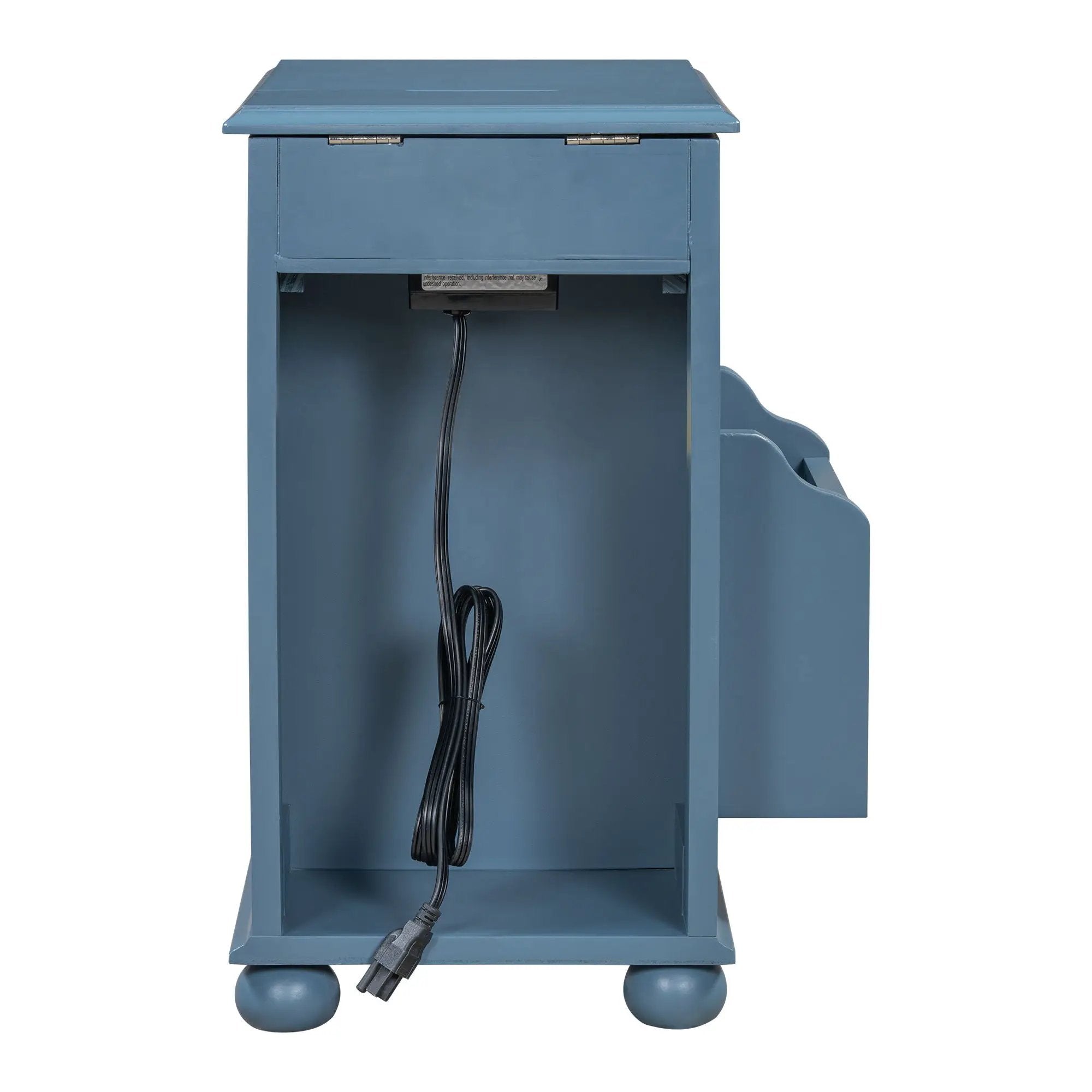 Vintage Flip Top Side Table With USB Ports by HouseOfZazla