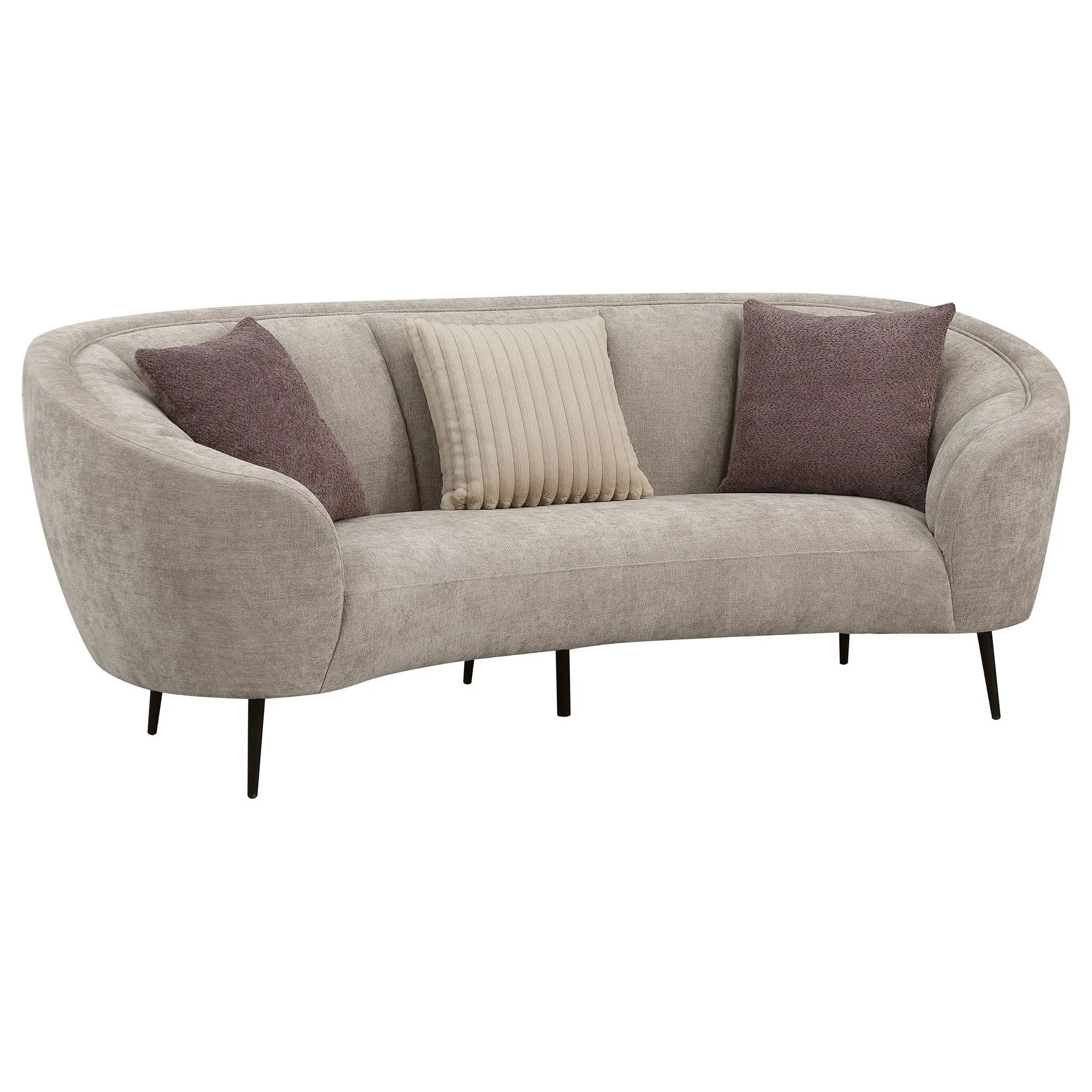 Ellorie Upholstered Channel Back Curved Sofa Beige by Unique Piece Furniture