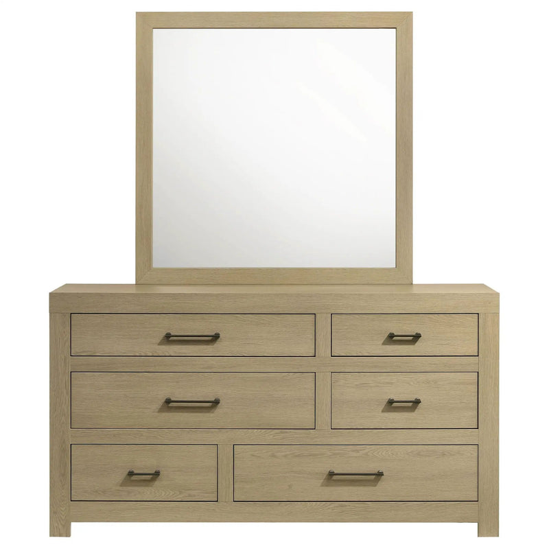 Hendricks 6-drawer Bedroom Dresser and Mirror Light Oak by Unique Piece Furniture