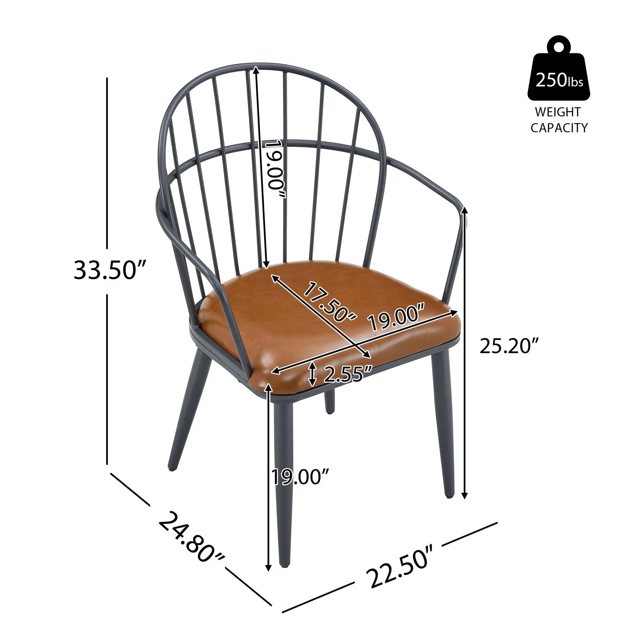 5 Piece Industrial Style Indoor Upholstered Dining Set With Metal Legs - Brown by HouseOfZazla
