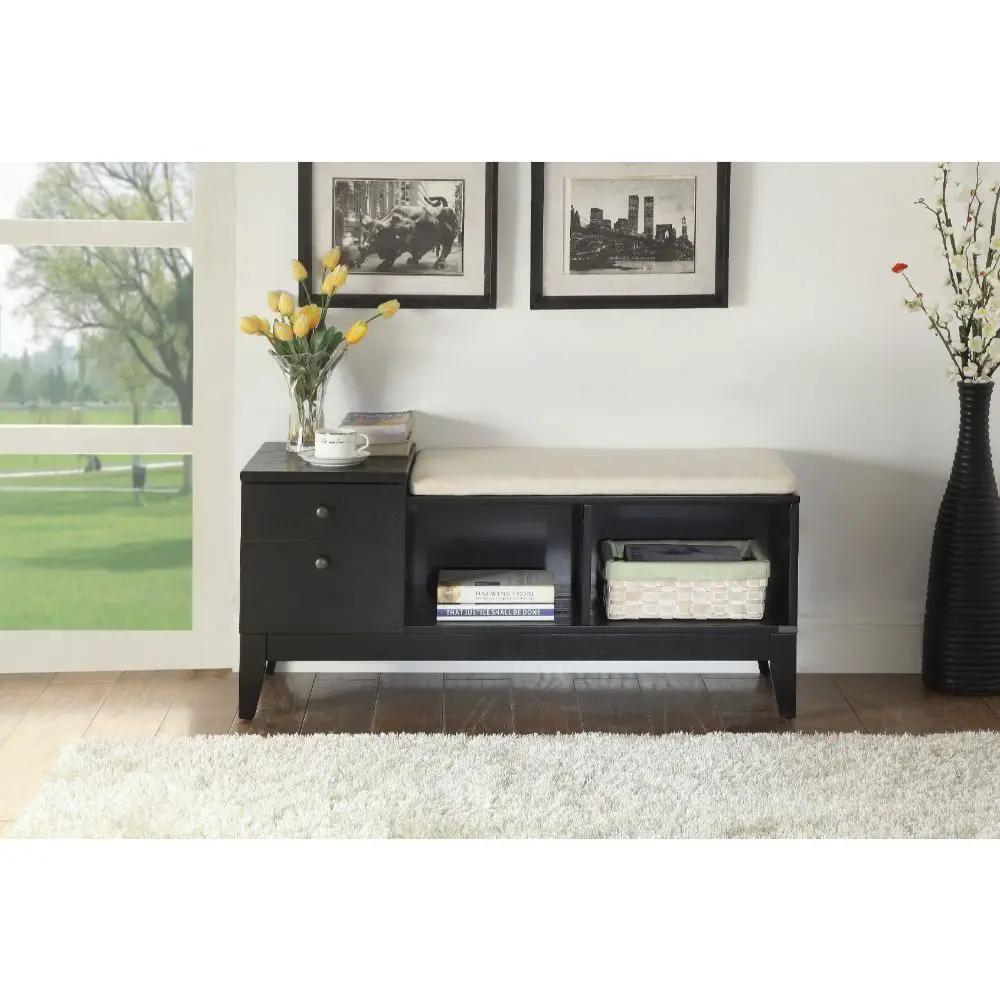 Boyet - Bench - Cream Fabric & Black by Unique Piece Furniture