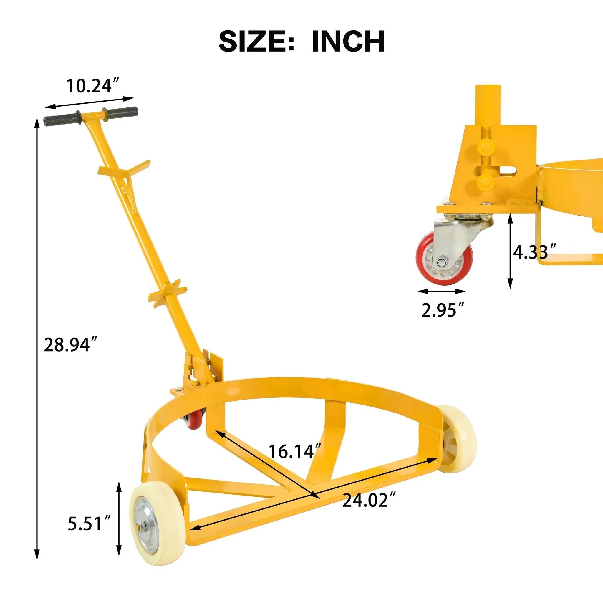 Steel Drum Dolly 55 Gallon Capacity Oil Barrel Mover With Wheels Low Profile Caddy - Yellow by HouseOfZazla