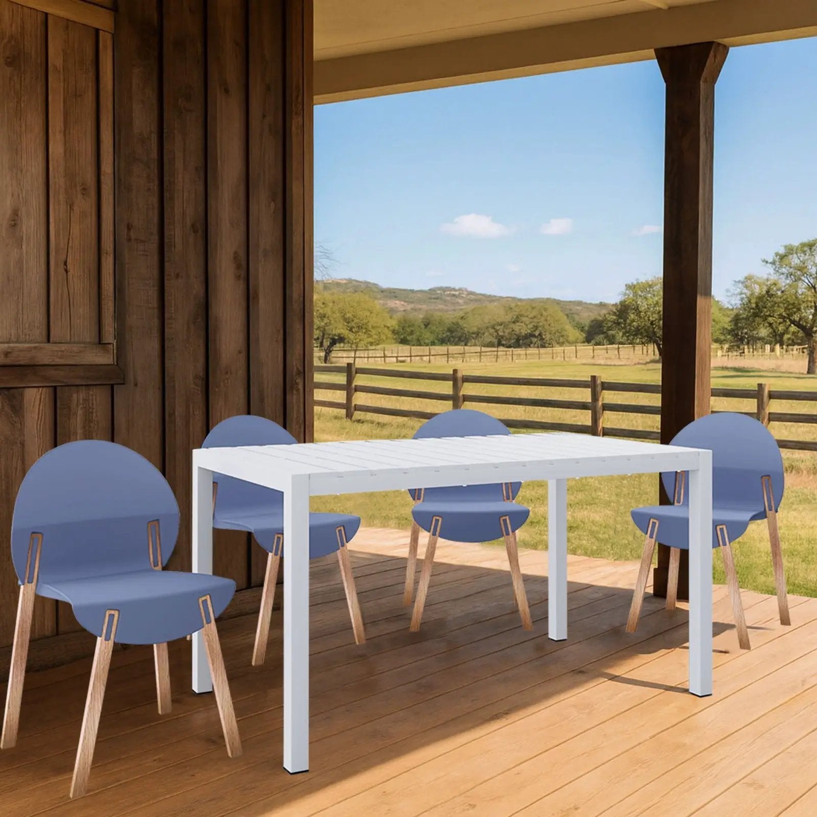 4 Piece Set Of Single Chairs With Long Table by Unique Piece Furniture