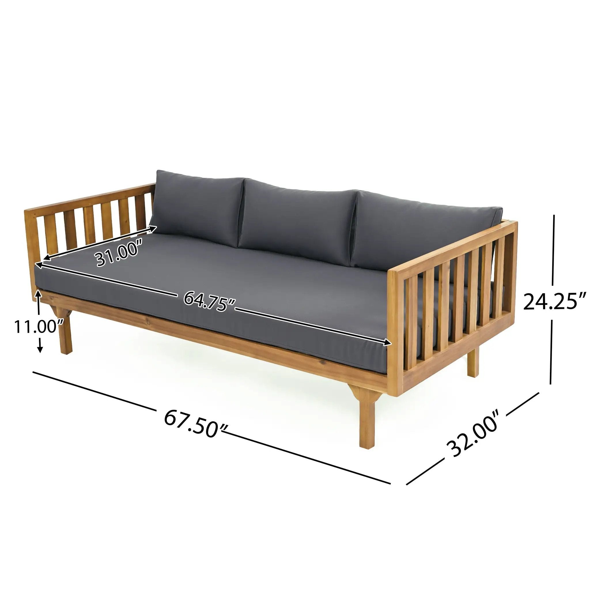 Claremont 3 Seater Daybed and Acacia Wood Patio Table by HouseOfZazla
