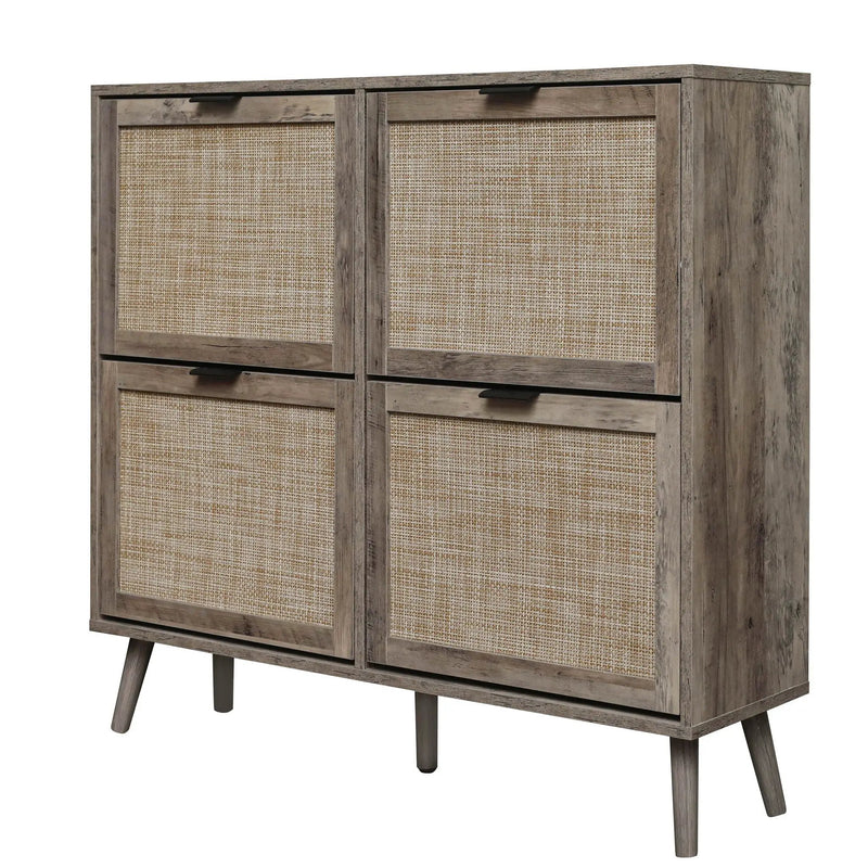 4 Door Shoe Rack, Freestanding Modern Shoe Storage Cabinet by Unique Piece Furniture