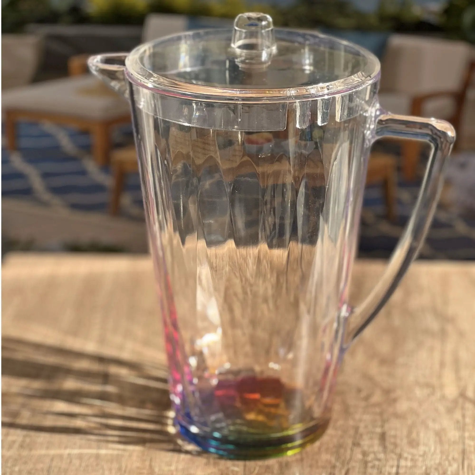 Rainbow Design Unbreakable Plastic Water Pitcher With Lid And Spout, 2.5 Quarts - Clear by HouseOfZazla