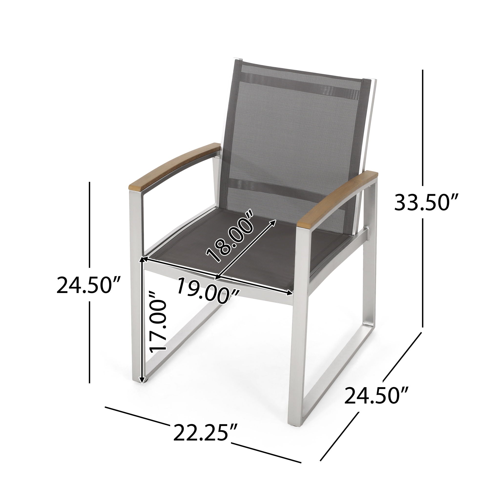 Poetic Outdoor Dining Chair with Faux Wood Arms and Aluminum Frame (Set of 2) by HouseOfZazla