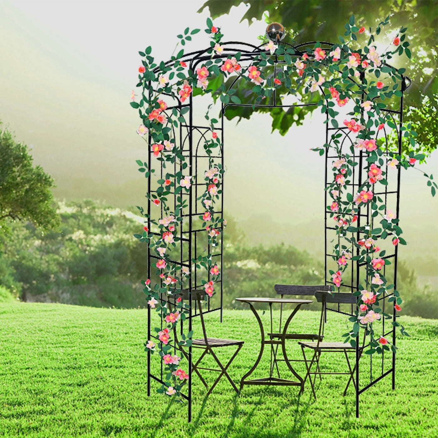 Metal Garden Arch Iron Garden Arbors Gazebo Dia High Birdcage Shape Pergola Pavilion For Wedding Ceremony by Unique Piece Furniture