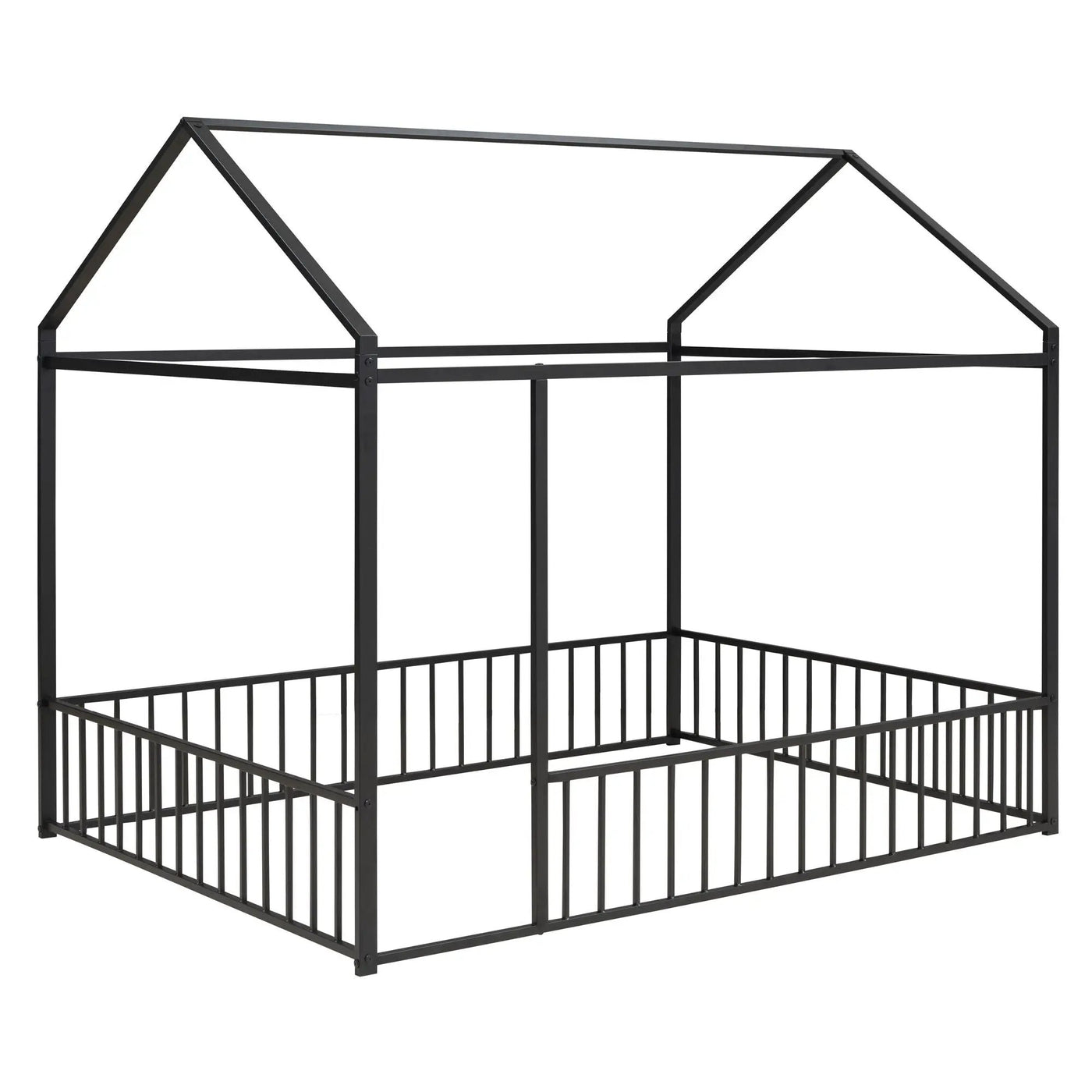 Metal Bed House Bed Frame With Fence by Unique Piece Furniture