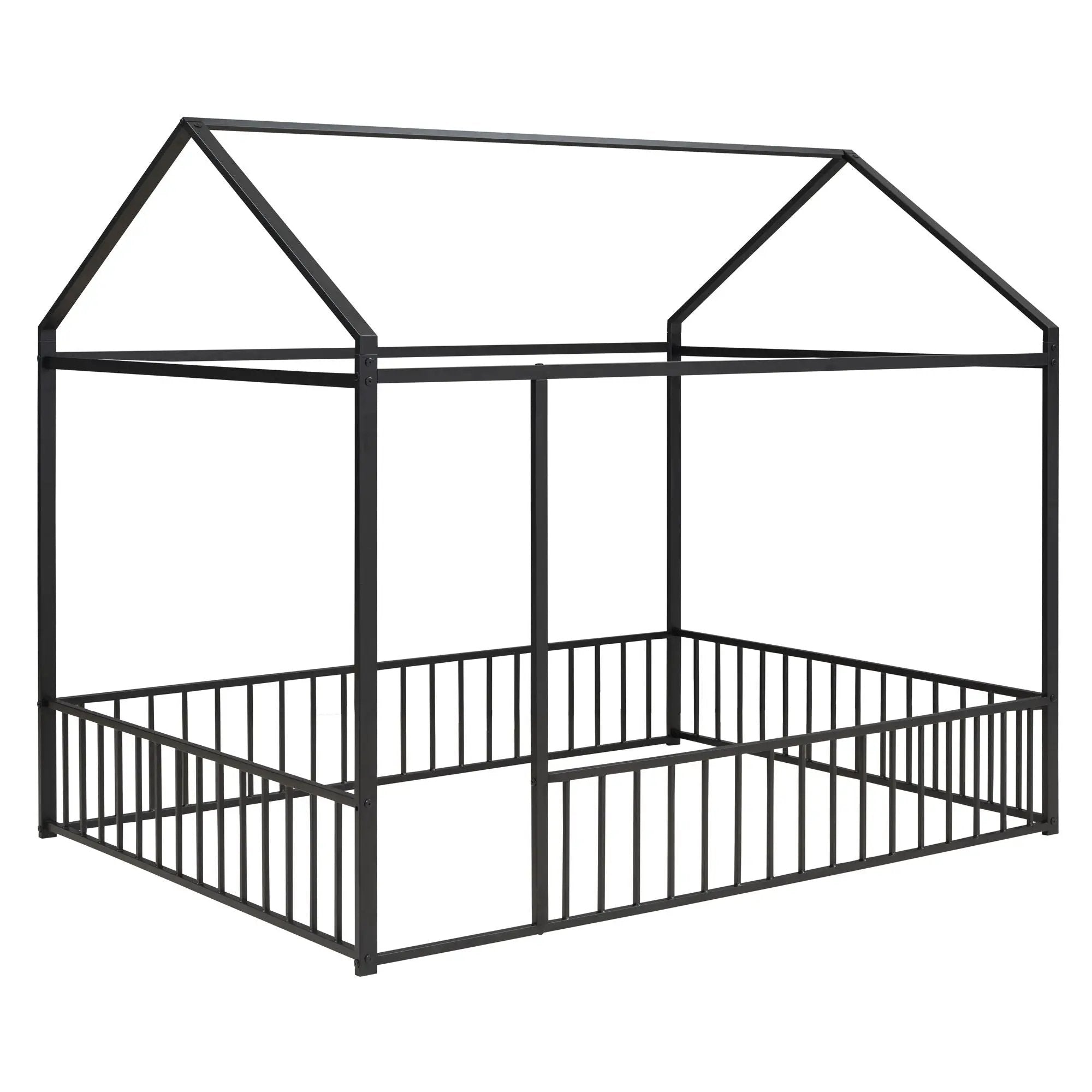 Metal Bed House Bed Frame With Fence by HouseOfZazla