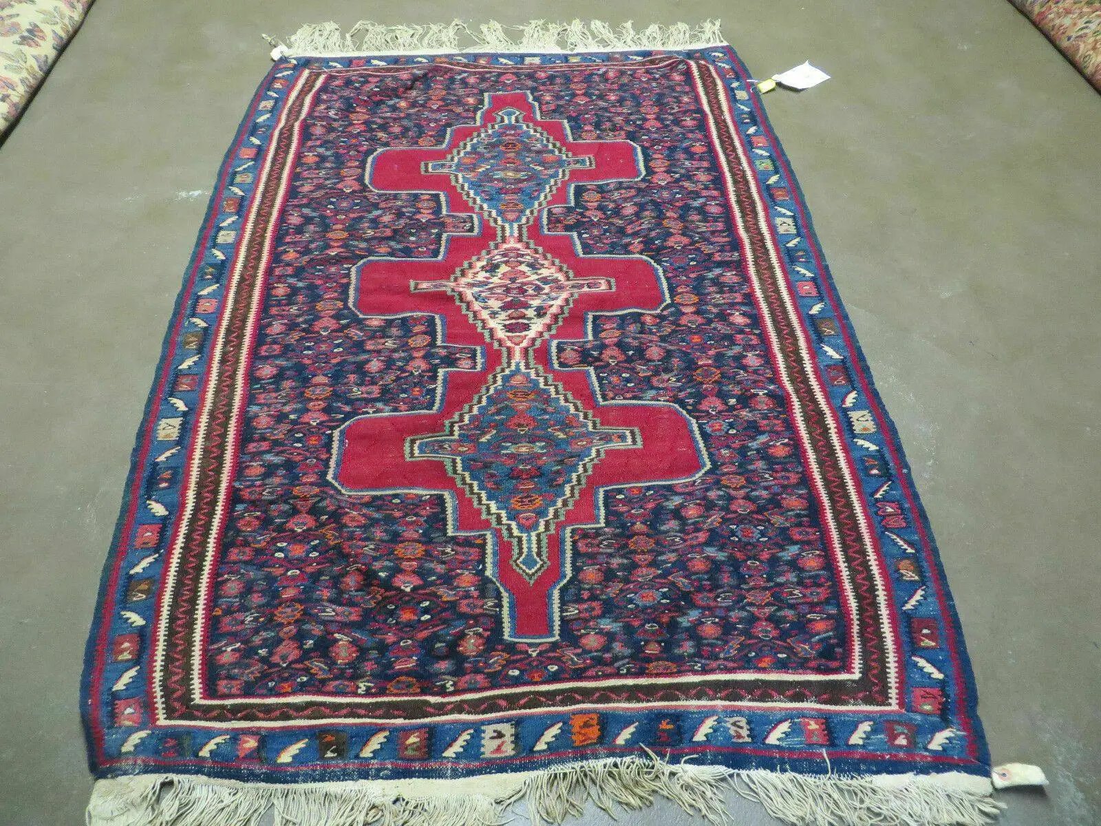 4' X 5' Antique Handmade Turkish Wool Kilim Flat weave Rug Blanket Tribal by Jewel Rugs