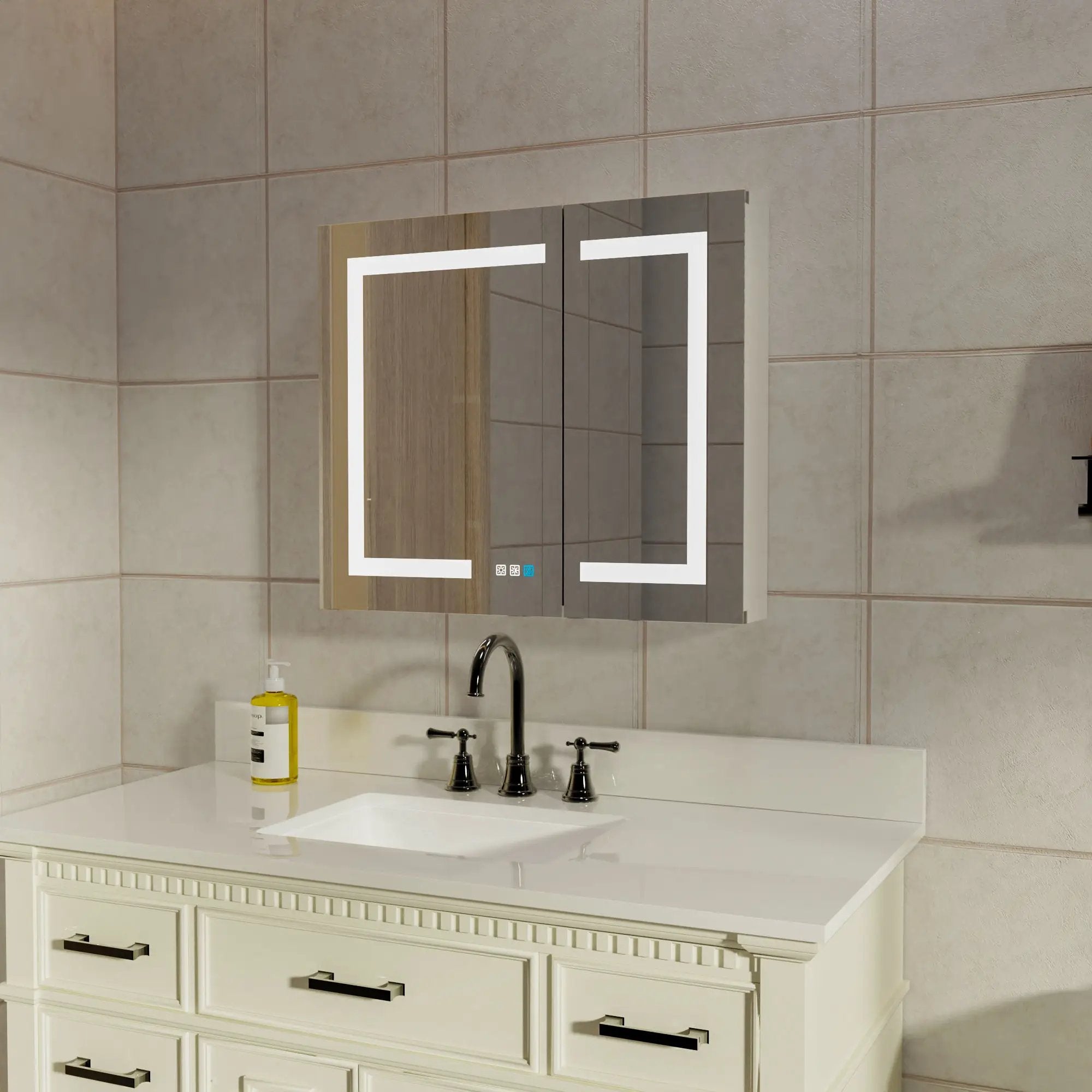 LED Lighted Bathroom Medicine Cabinet With Mirror, Recessed Or Surface LED Medicine Cabinet, Defog, Stepless Dimming, Color Temper Change, Storage Shelves by HouseOfZazla