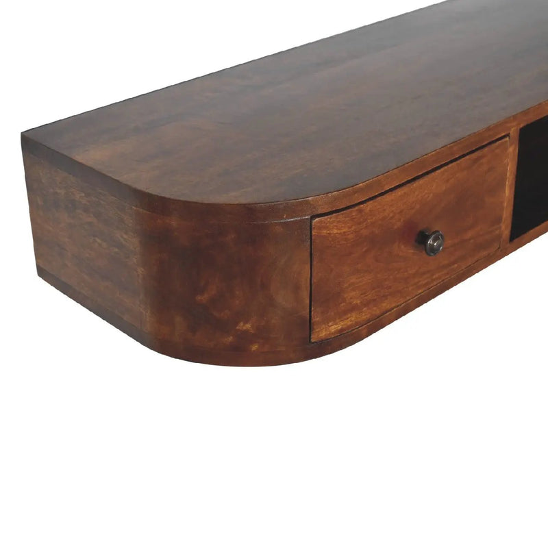 Solid Wood Lunar 2-Drawer Floating Console, 1 Open-slot by HouseOfZazla