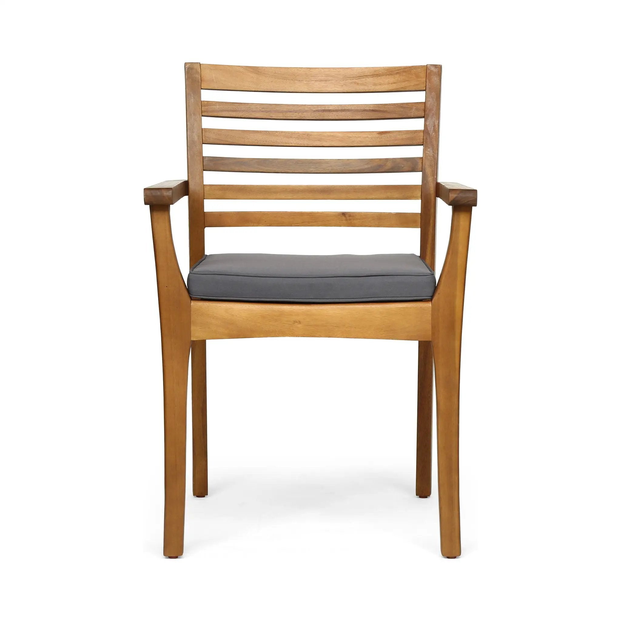 Outdoor Dining Chair With Slat Back And Acacia Wood Frame (Set of 2) - Gray / Teak by HouseOfZazla