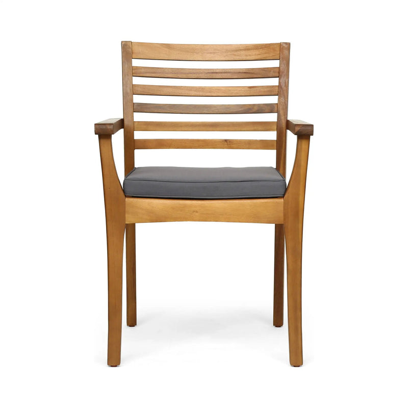Outdoor Dining Chair With Slat Back And Acacia Wood Frame (Set of 2) - Gray / Teak by HouseOfZazla