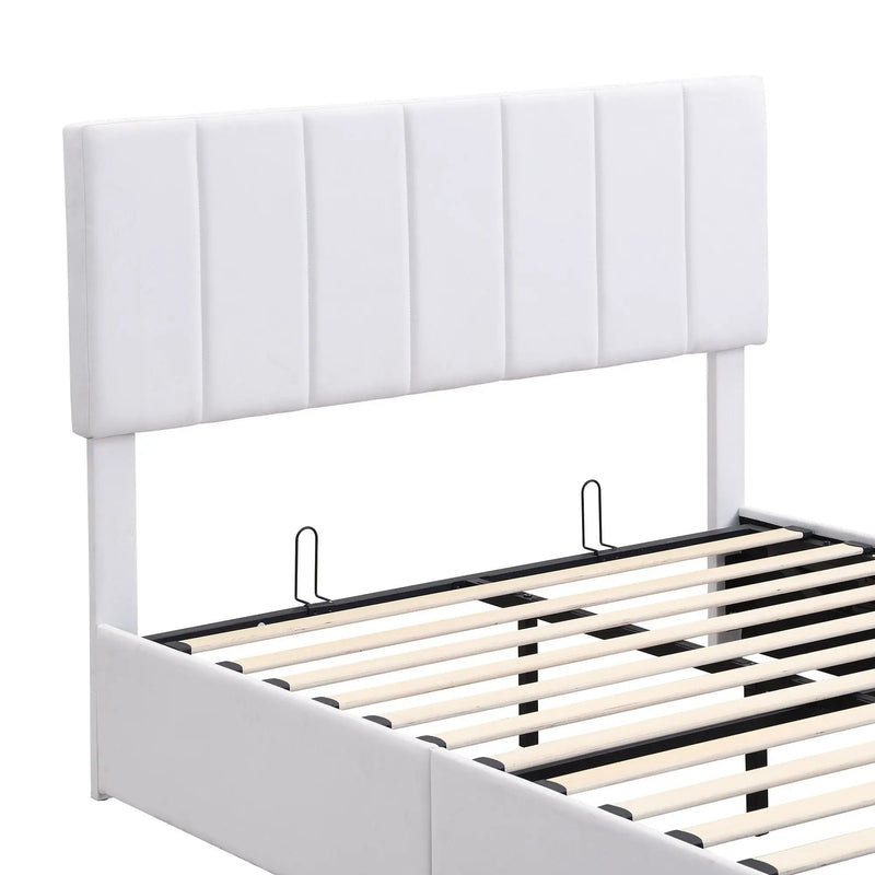 Elegant Upholstered Platform Bed With Hydraulic Storage System