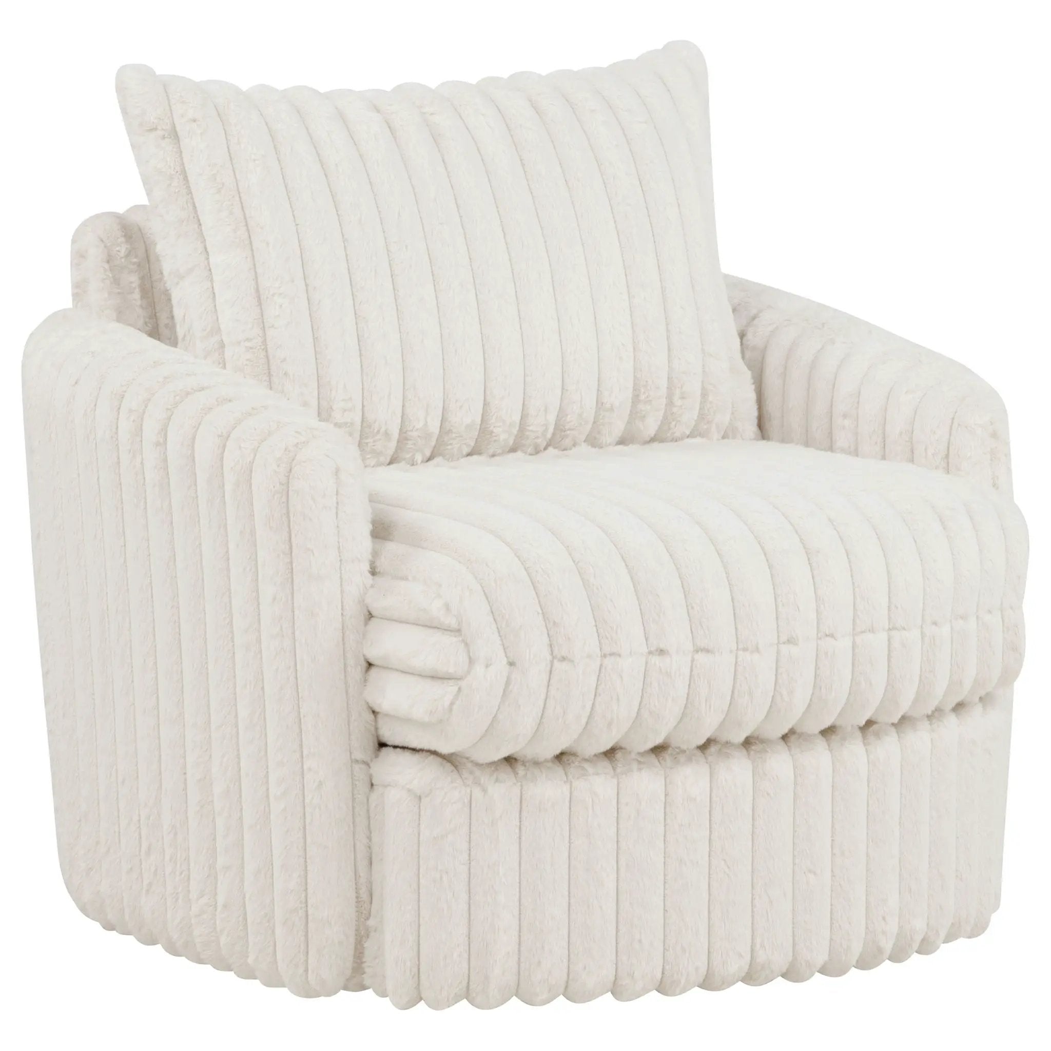 Sarco Corduroy Upholstered Swivel Accent Arm Chair Ivory by Unique Piece Furniture