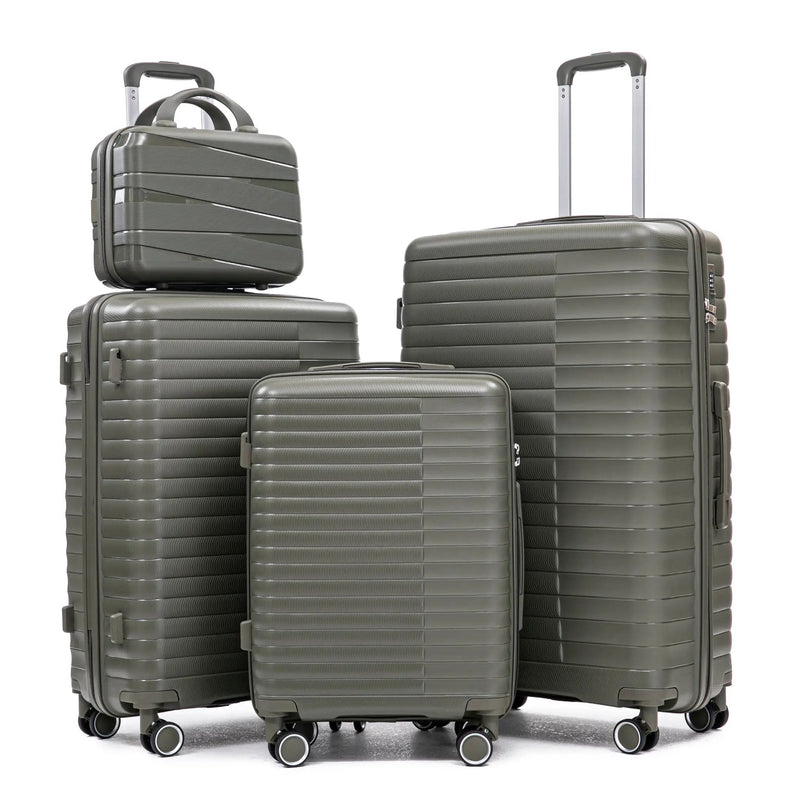 4 Piece Set Spinner Wheel Luggage with Cosmetic Case in Green by HouseOfZazla