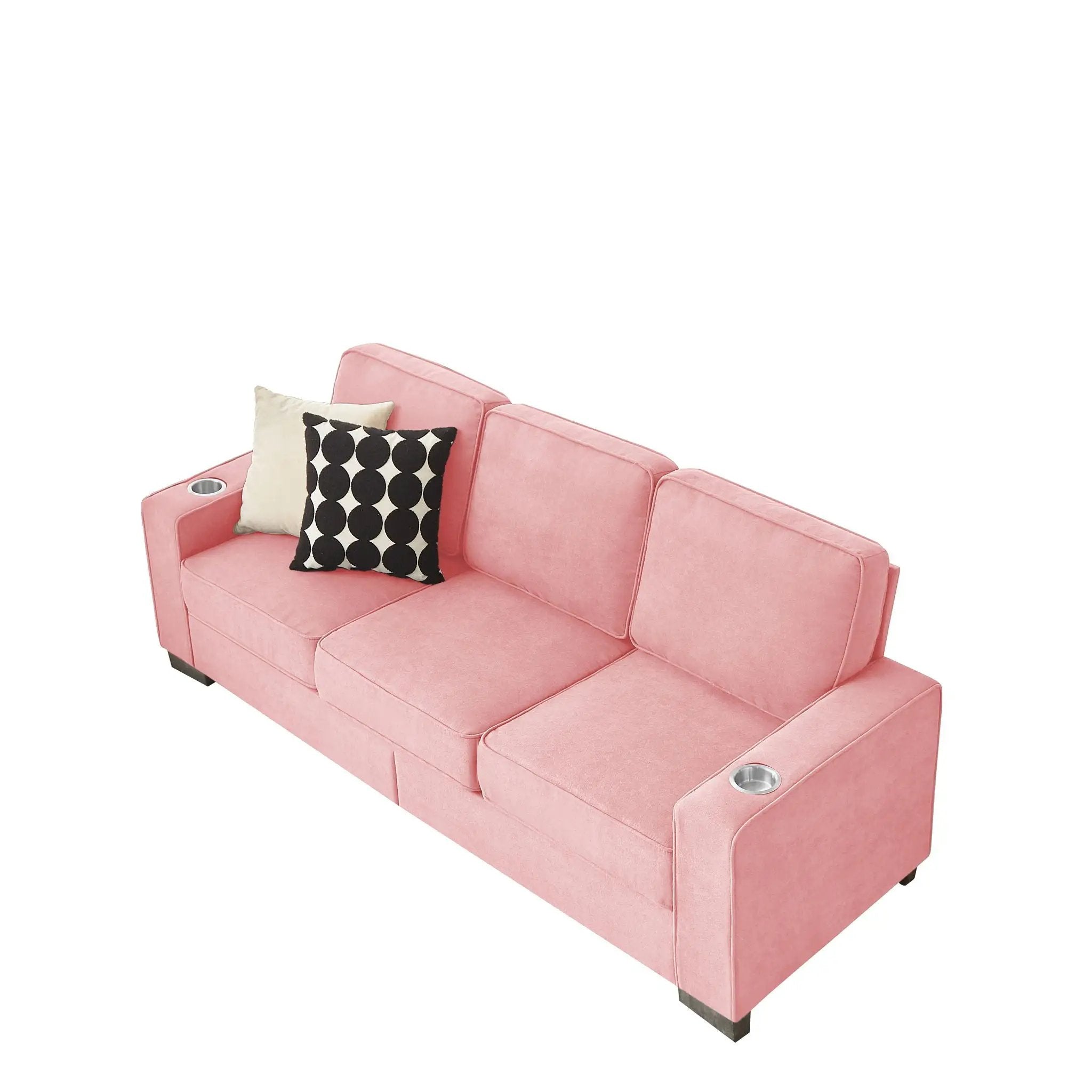 Modern Snowfleece Fabric 3 Seater Sofa With Cup Holder by HouseOfZazla