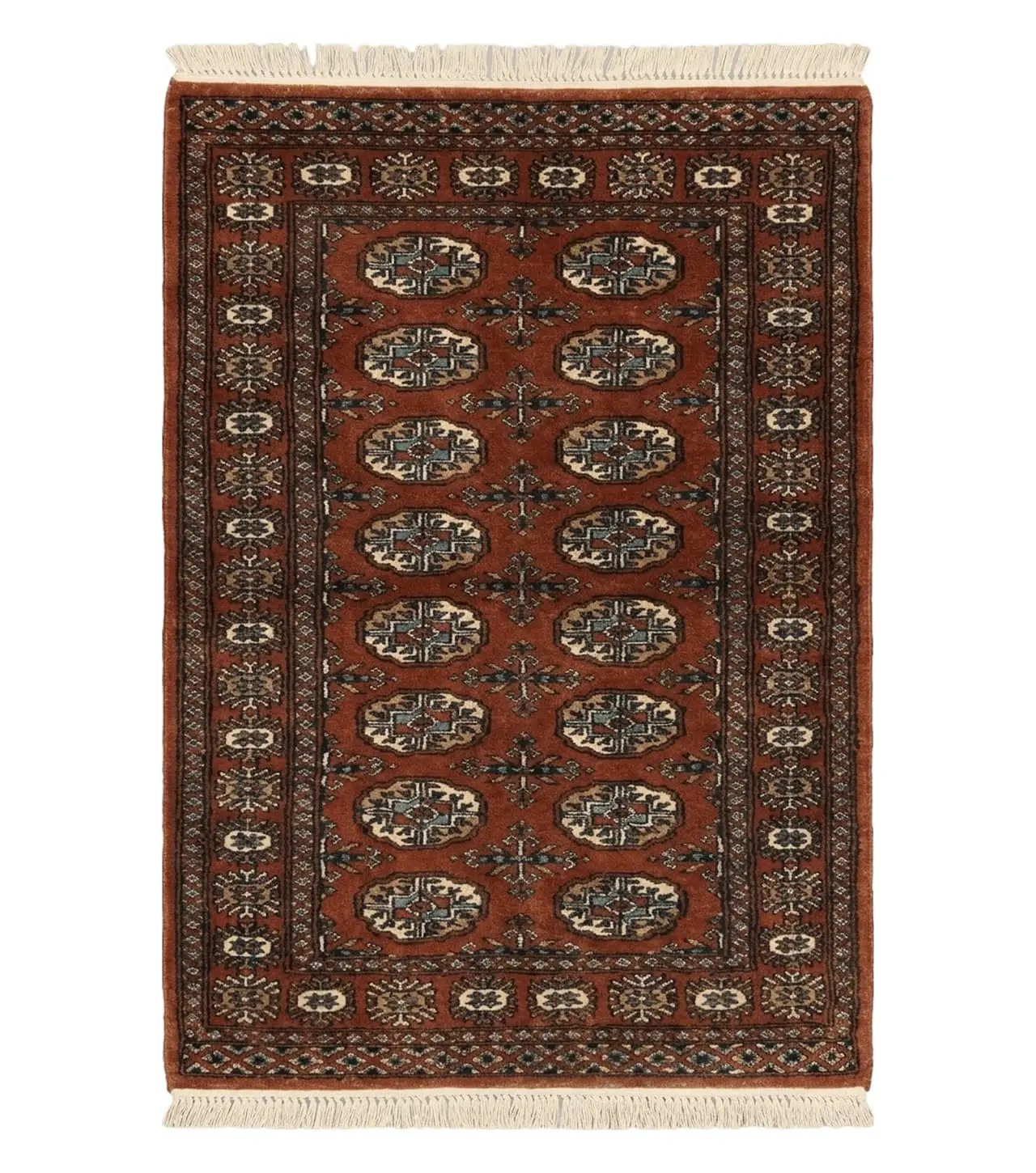 3' X 4' Vintage Handmade Pakistan Turkoman Bokhara Fine Woven Wool Rug by Jewel Rugs