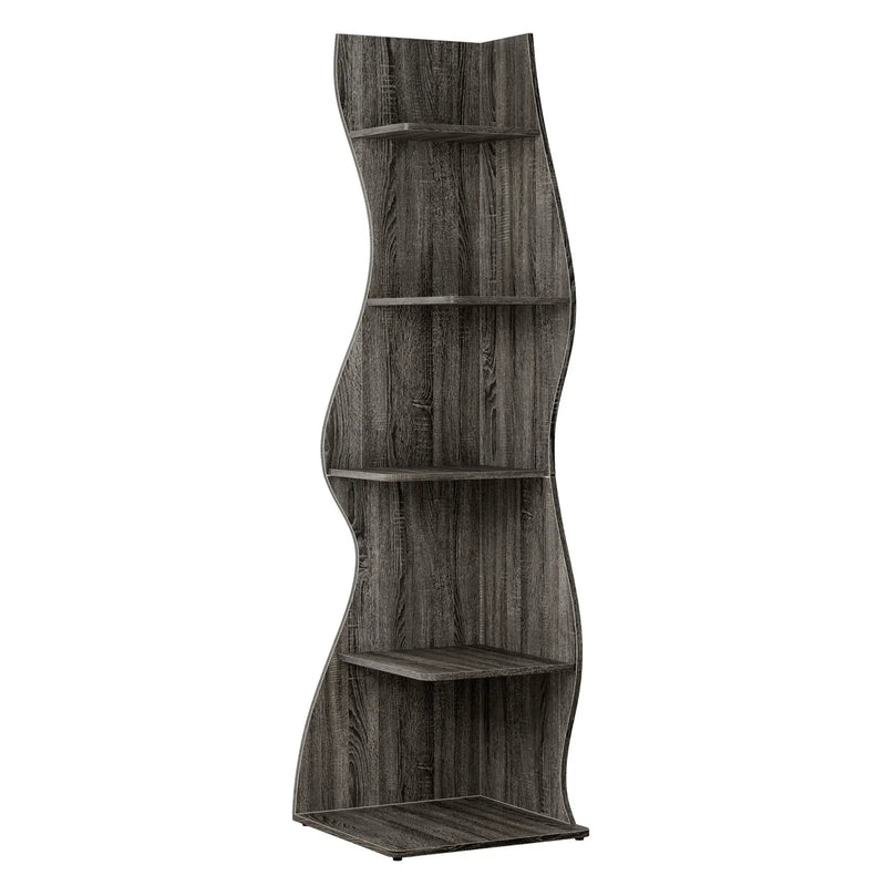 5 Tier Wavy Corner Bookshelf And Plant Stand For Living Room by HouseOfZazla