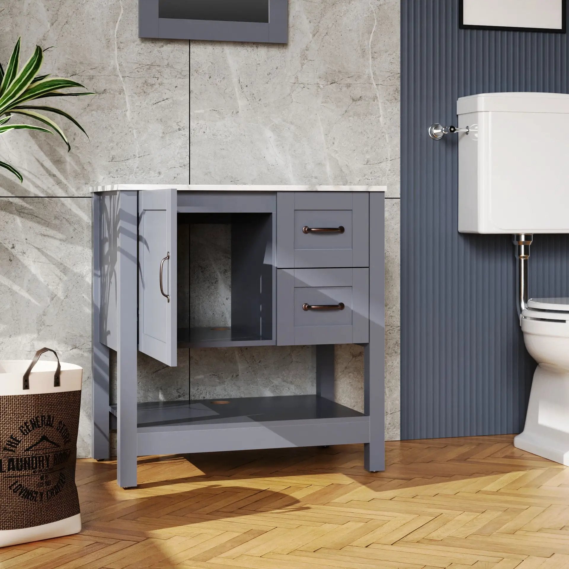 Bathroom Vanity With Mirror And Top Only - Gray by Unique Piece Furniture