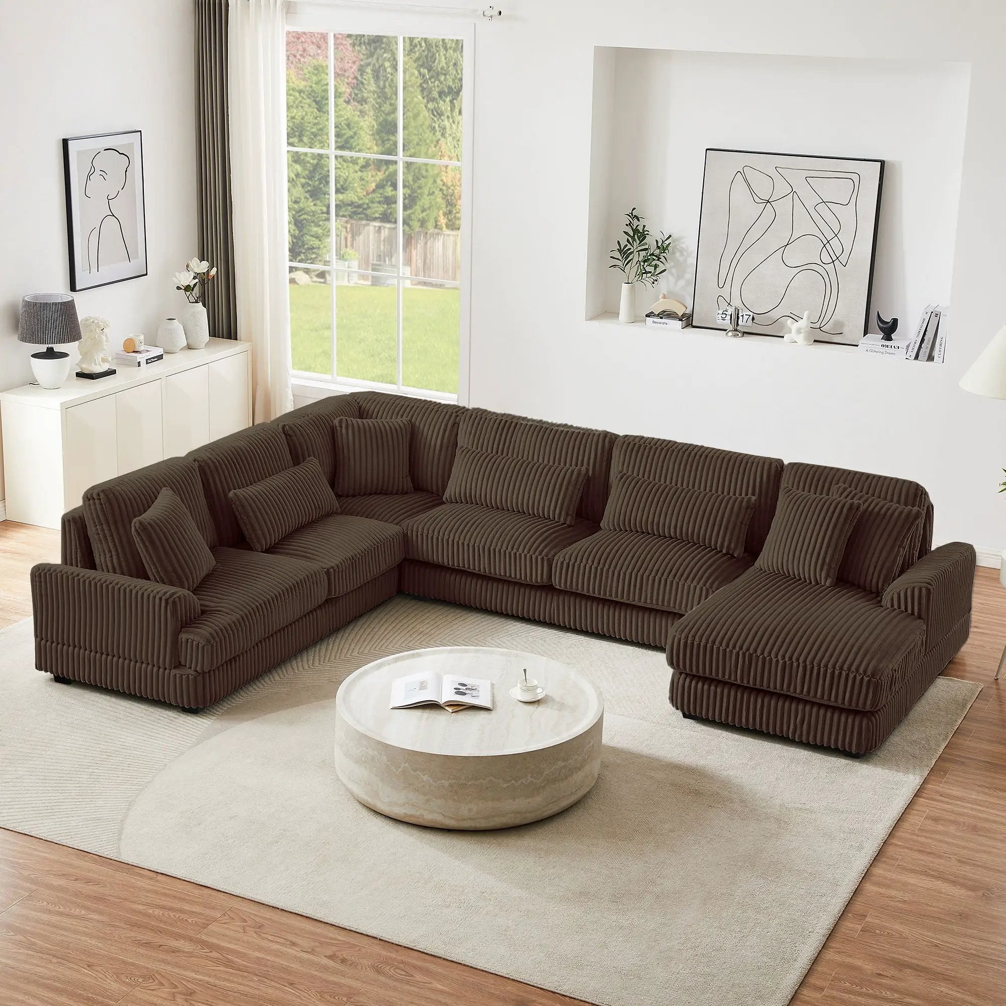 Oversized Sectional Sofa U - Shaped Sofa Couch Modern Sofa Upholstered In Soft With A Chaise Lounge For Living Room by HouseOfZazla