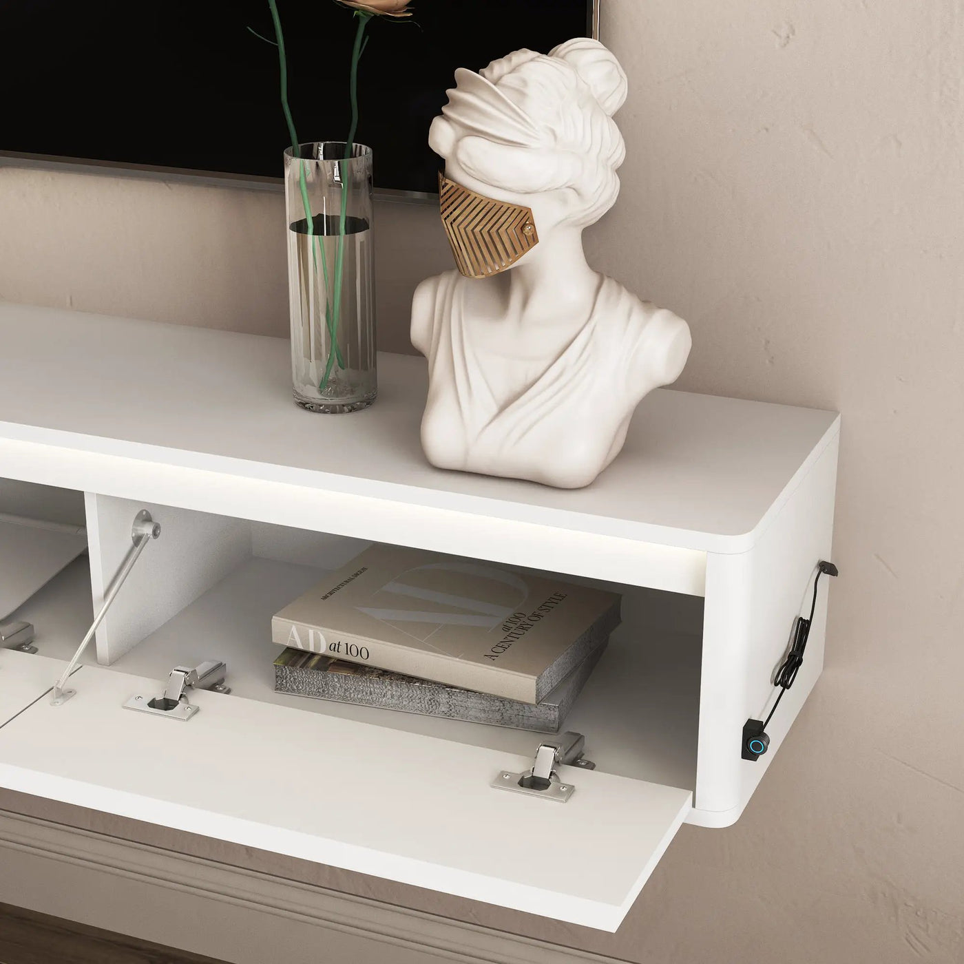 Floating TV Stand with LED Lights & Power Outlet by HouseOfZazla