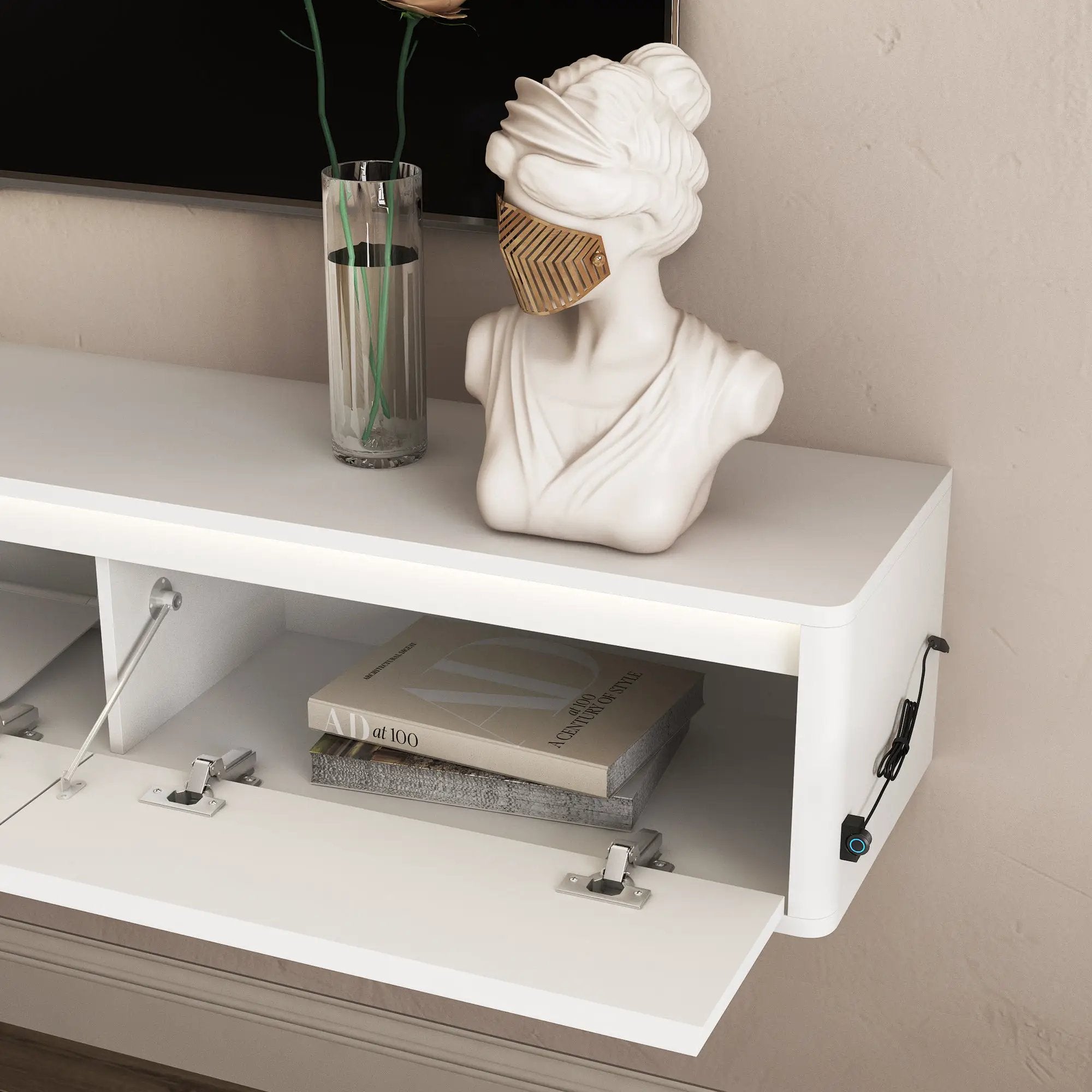Floating TV Stand with LED Lights & Power Outlet by HouseOfZazla