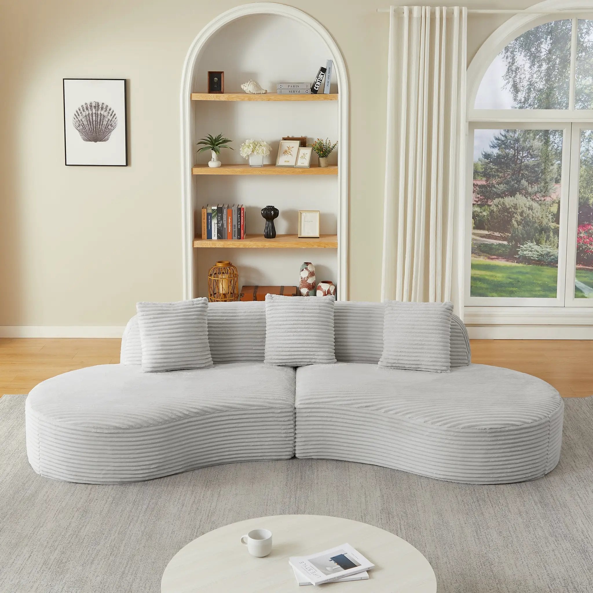 Contemporary Corduroy Curved Sectional Sofa by HouseOfZazla