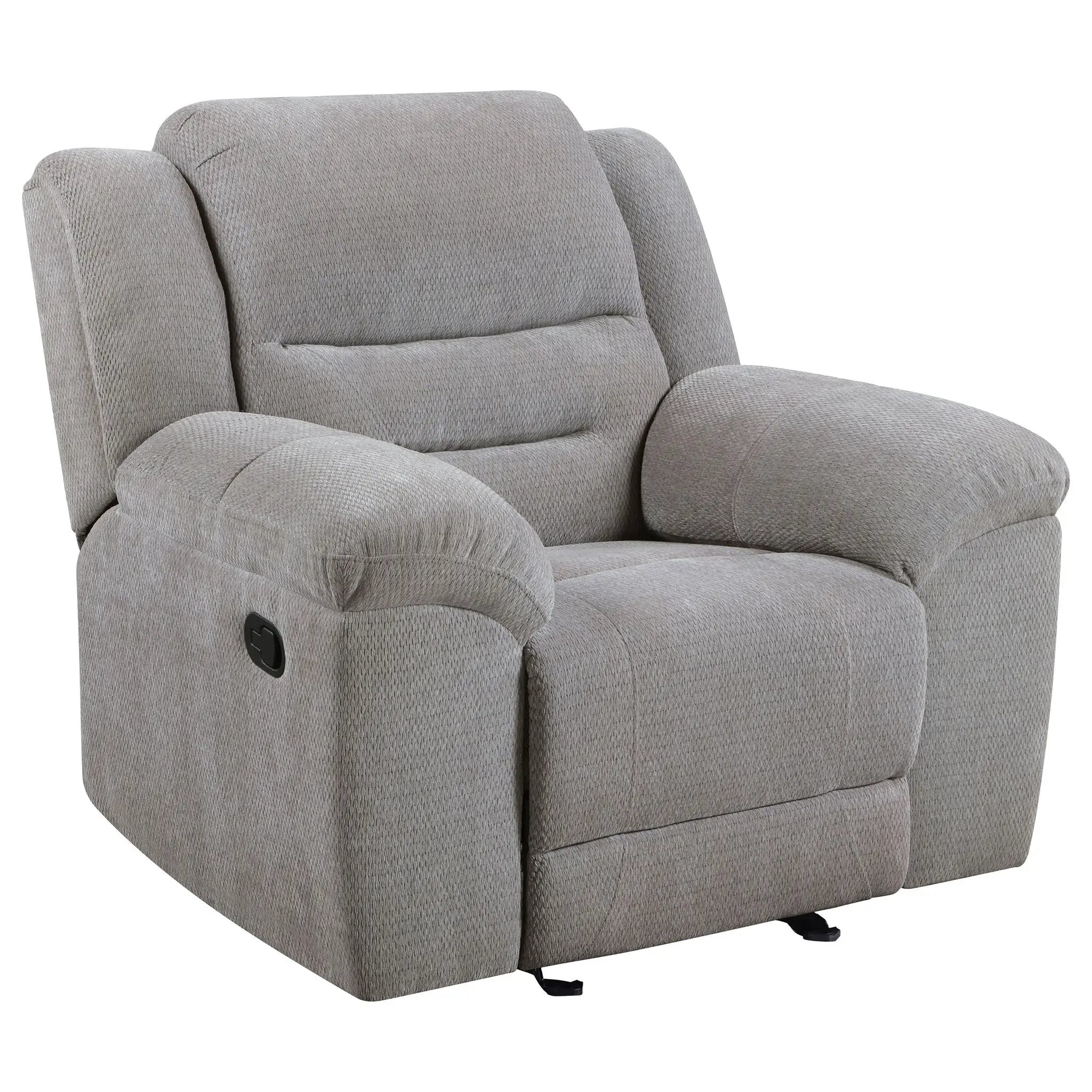 Sebring - Upholstered Glider Recliner Chair With Manual Recline And Smooth Gliding Motion - Gray by HouseOfZazla