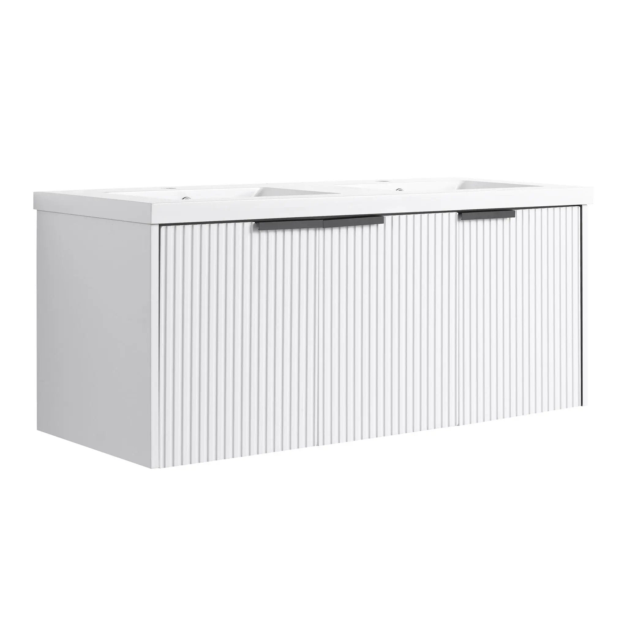 Contemporary Wall Mounted Bathroom Vanity With Resin Double Sink by HouseOfZazla