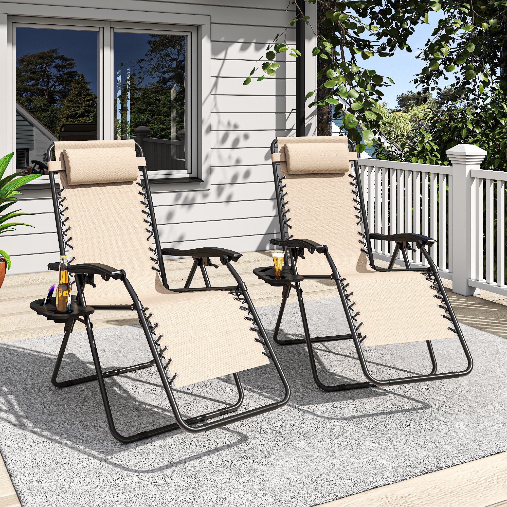 Zero Gravity Folding Lounge Chair with Headrest & Removable Tray by HouseOfZazla
