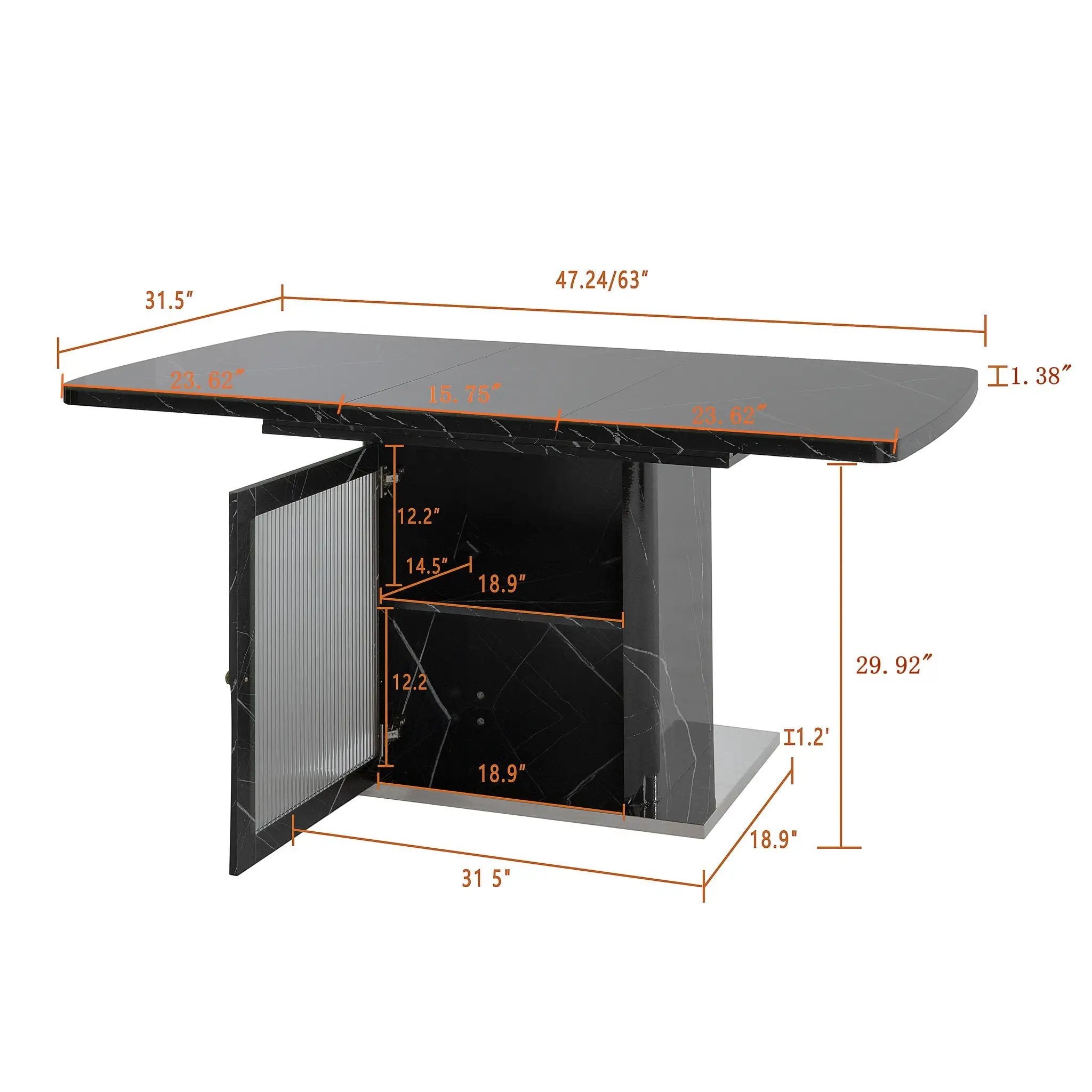Modern Rectangle Dining Table With Stretchable Top, Storage Cabinet by Unique Piece Furniture