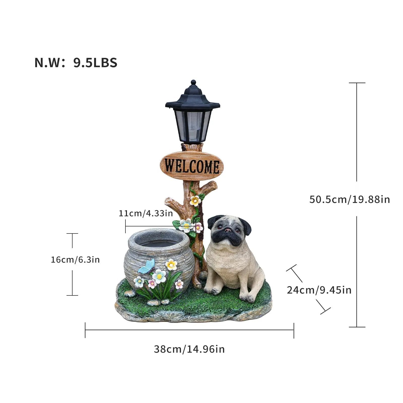 Sitting Pug Dog Planter Statue by HouseOfZazla