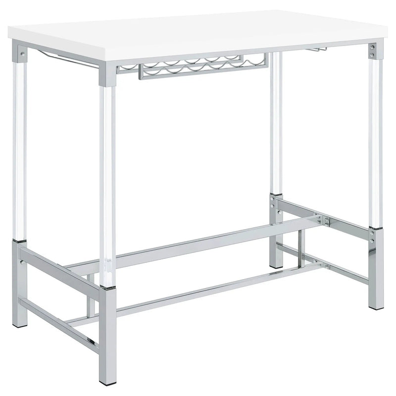 Norcrest 47-inch Acrylic Leg Bar Table White High Gloss by Unique Piece Furniture