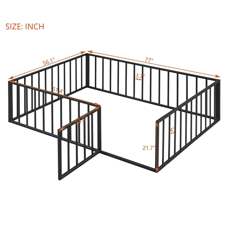Metal Floor Bed Frame With Fence And Door by Unique Piece Furniture