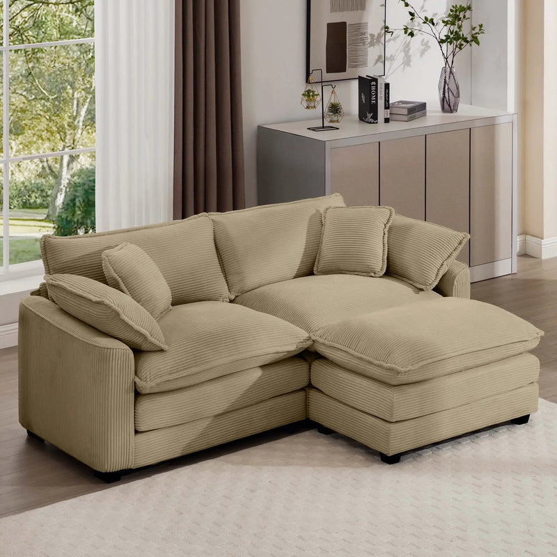 Modern Oversized Modular Cushion Sofa With Ottoman, Low Back, Deep Seating Sofa Set by HouseOfZazla