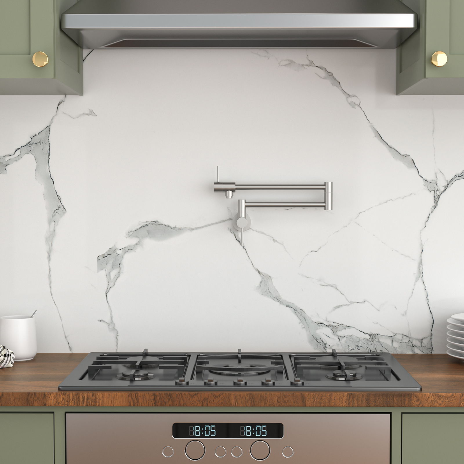 Modern Design Pot Filler Faucet Wall Mount Kitchen Sink, Folding Stretchable by HouseOfZazla
