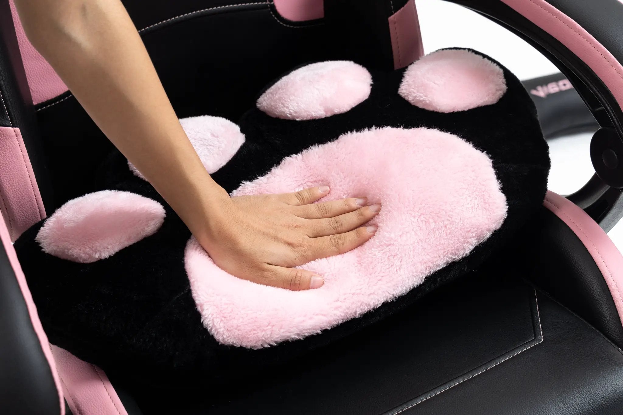 Cute Cat Gaming Chair with Paw Lumbar Cushion by HouseOfZazla