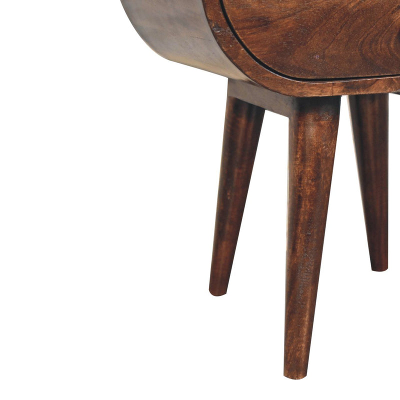 Circular Bedside Table With Open Slot - Walnut by HouseOfZazla