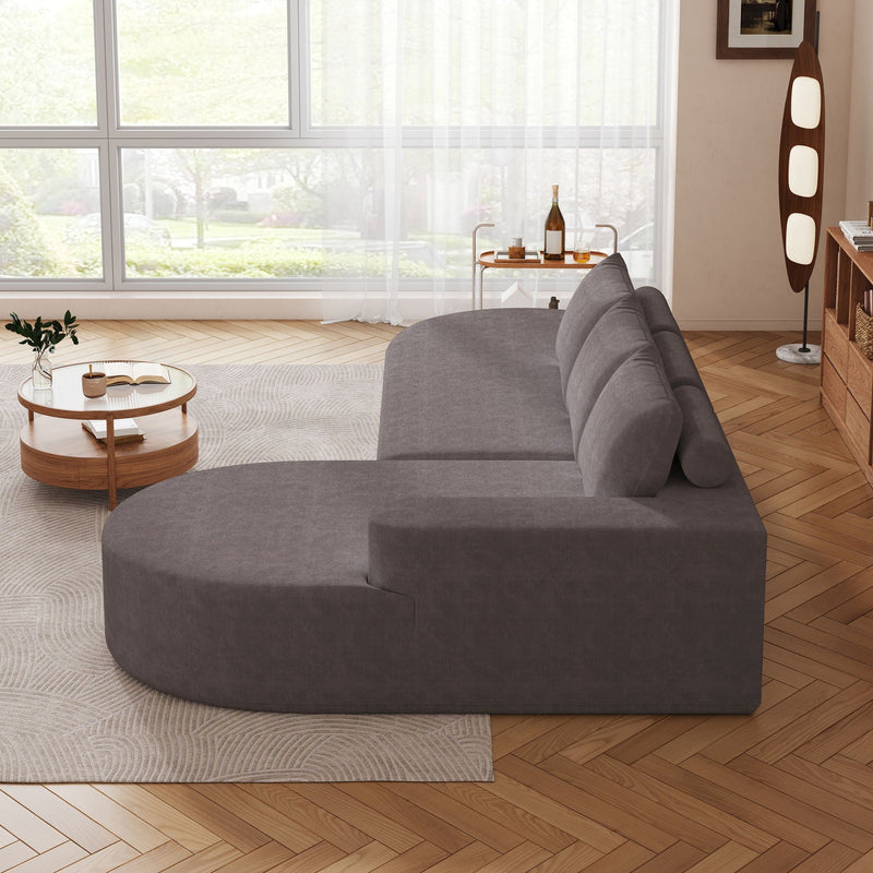 Modern Curved Sofa, L-Shaped Modular Sectional Set With 3 Pillows by HouseOfZazla